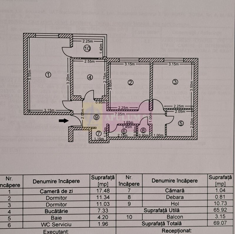 Vanzare apartament 3 camere in rondul Alba Iulia adiacent
